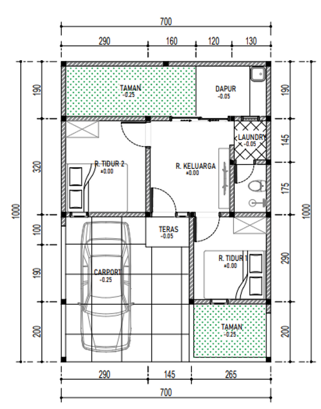 foto denah rumah tipe 36/70 M2 perumahan Istana Land