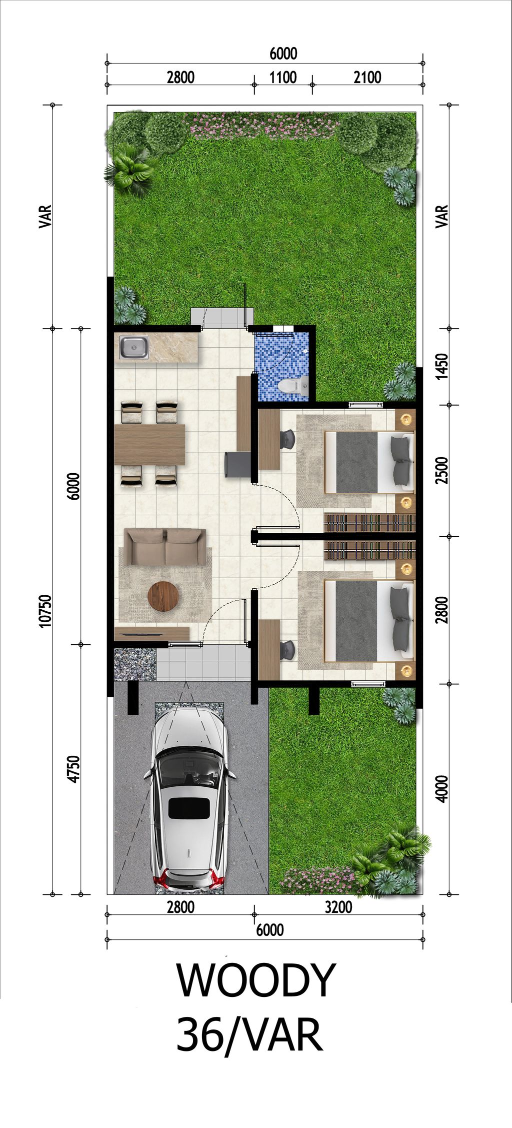 foto denah rumah tipe Woody perumahan CITRAGRAND SENYIUR CITY SAMARINDA