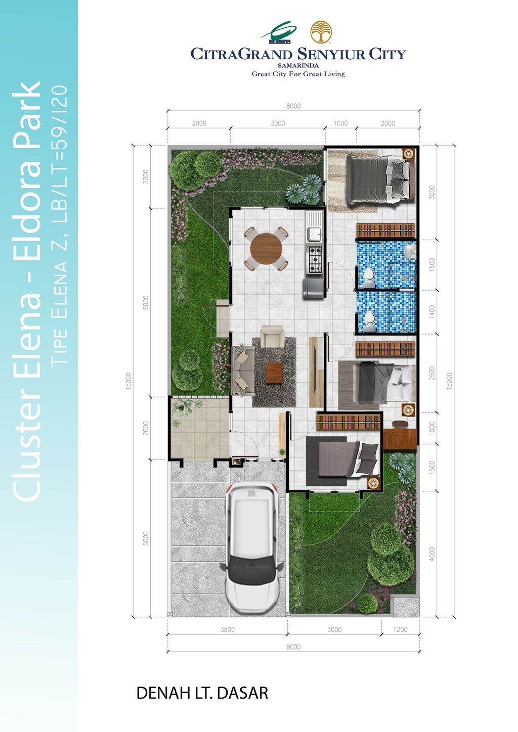foto denah rumah tipe Elena Z perumahan CITRAGRAND SENYIUR CITY SAMARINDA