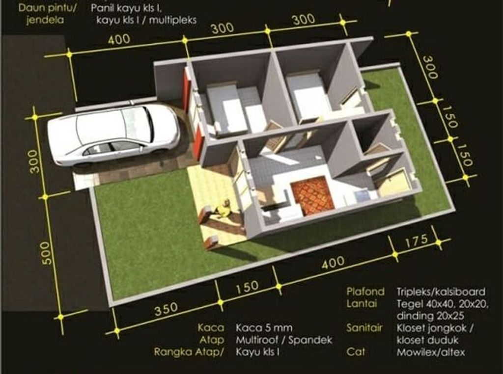 foto denah rumah tipe 36 M2 perumahan GRIYA BUKIT KOLUMBA KOLAKA