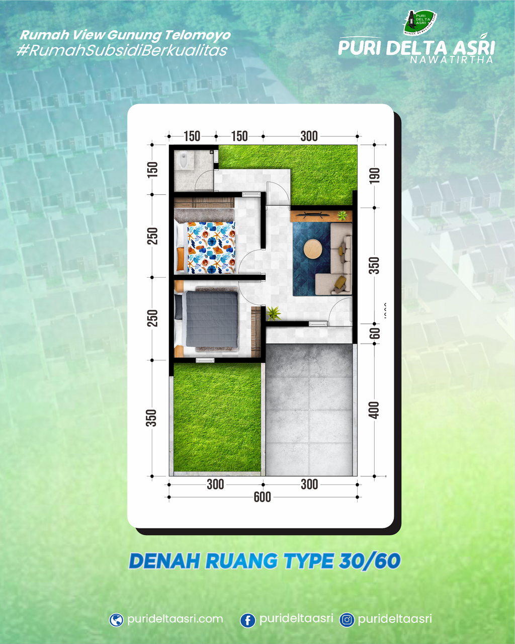 foto denah rumah tipe 30/60 perumahan PURI DELTA ASRI 10 NAWATIRTHA