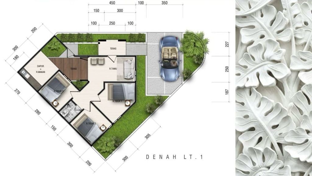 foto denah rumah tipe PLUMERIA A 70/161 perumahan BERNADY LAND SLAWU