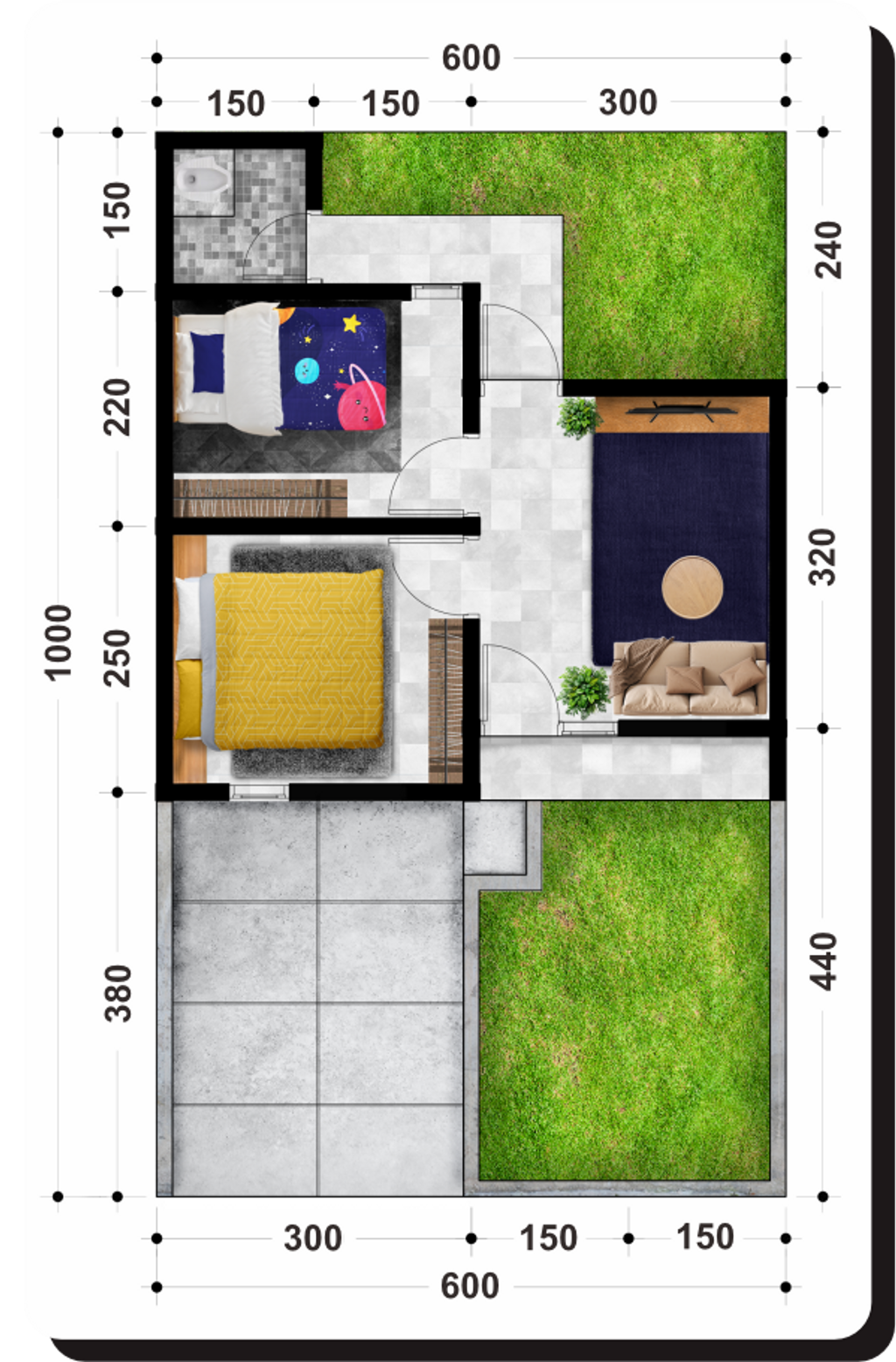 foto denah rumah tipe 29/60 perumahan PURI DELTA ASRI 12 CITY SIDE