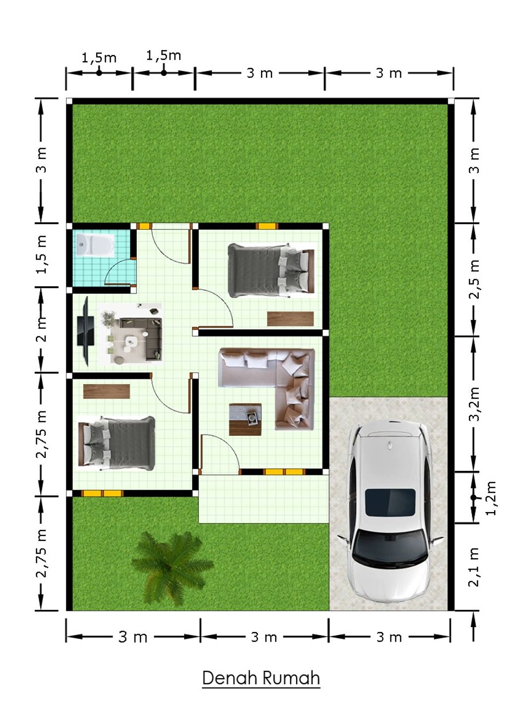 foto denah rumah tipe SUBSIDI NEW 2025 perumahan Tubagus Palm Indah Residence 2