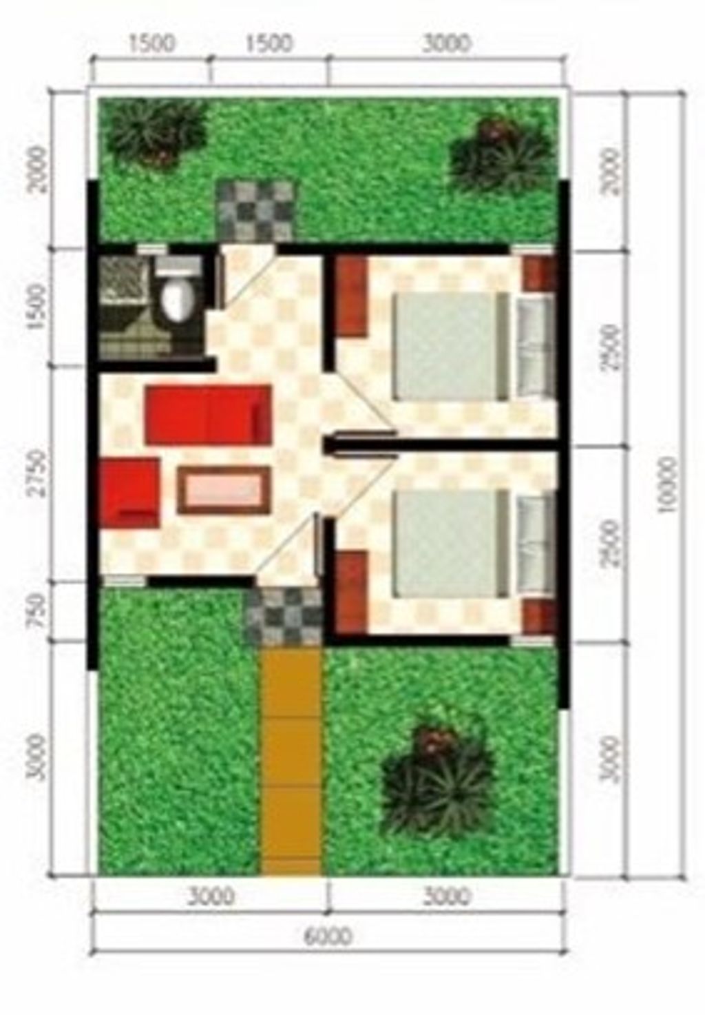 foto denah rumah tipe 29/60 perumahan Dawuan Asri Berkat Alam Residence