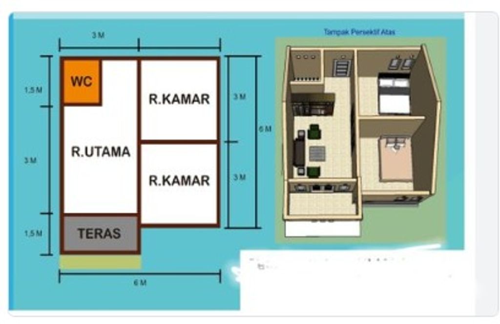 foto denah rumah tipe 36 (2025) perumahan PURI PERAMUAN INDAH