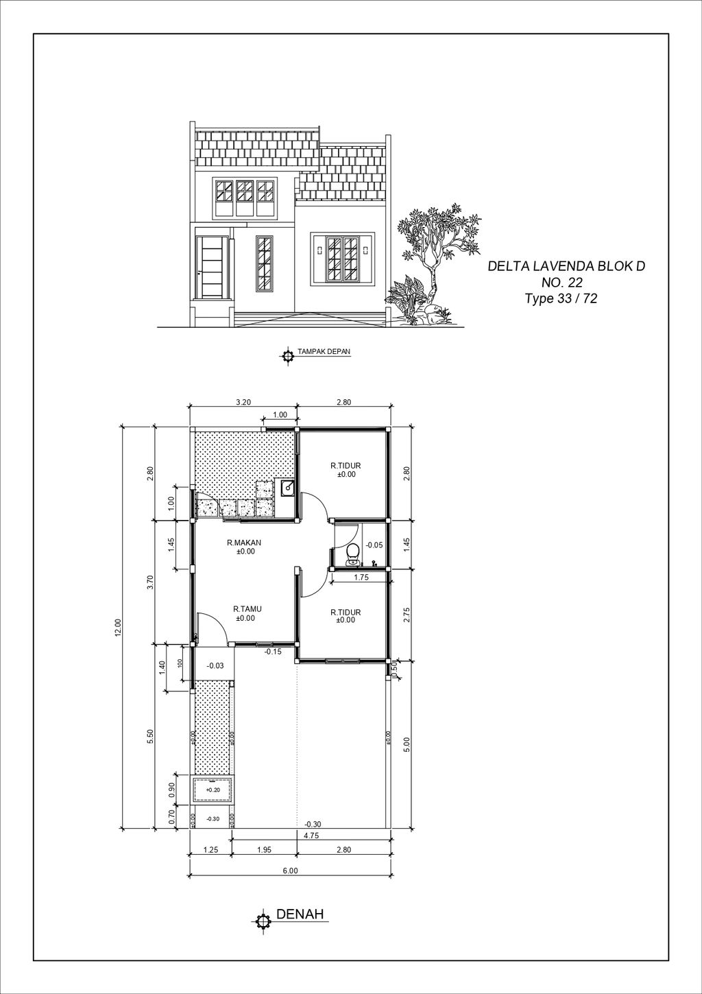 foto denah rumah tipe DELTA LAVENDA D-22 perumahan GRAND DELTA SARI