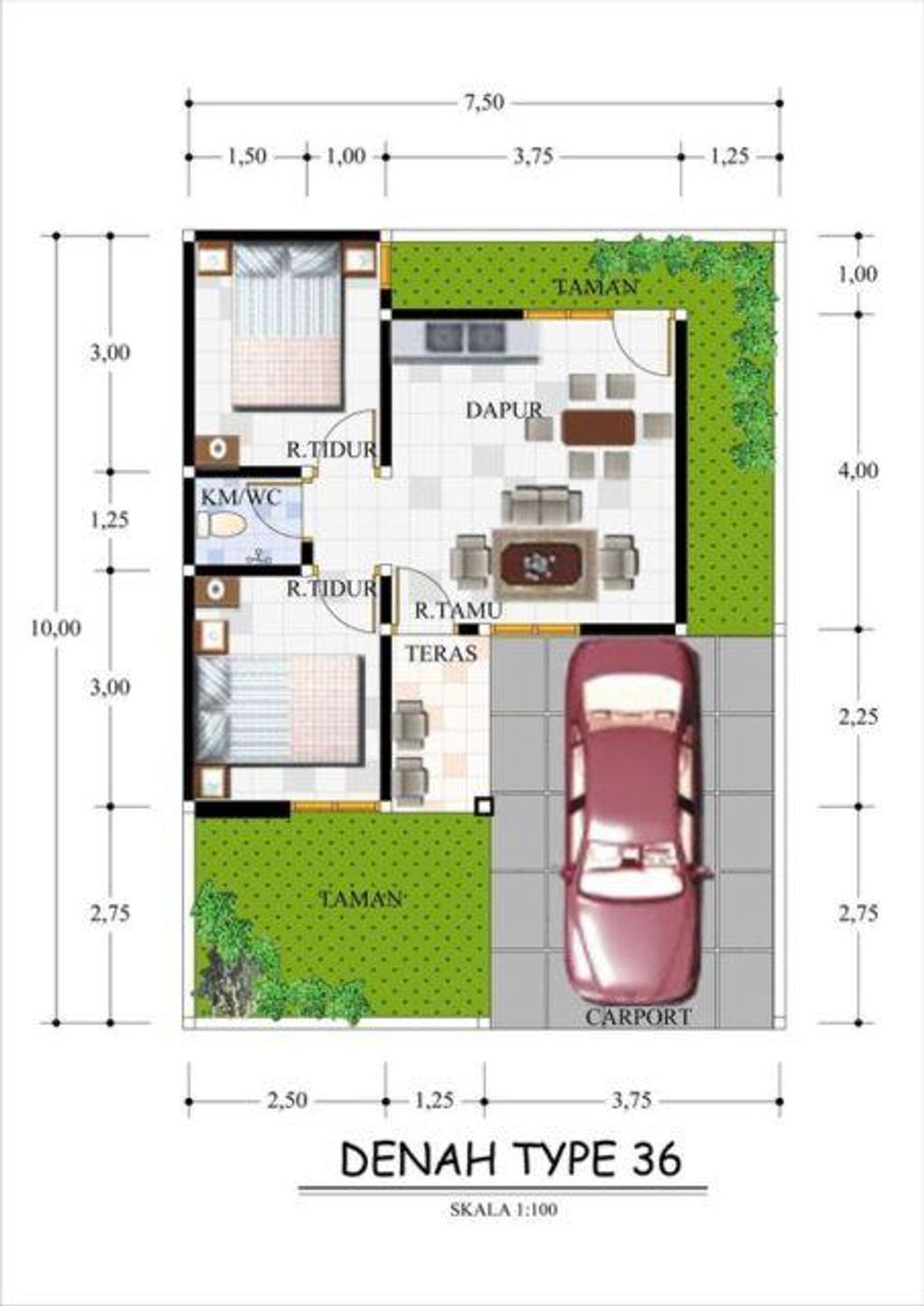 foto denah rumah tipe 36 perumahan AMARTHA TOWN HOUSE