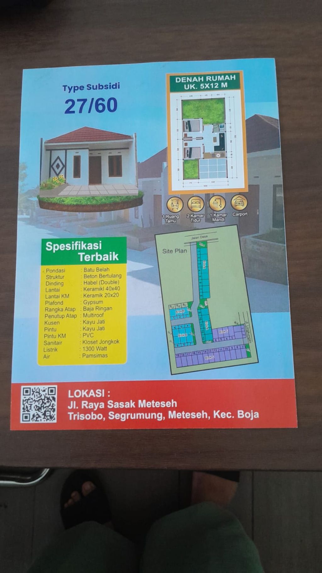 foto denah rumah tipe 27/60 perumahan PRADA REGENCY 2