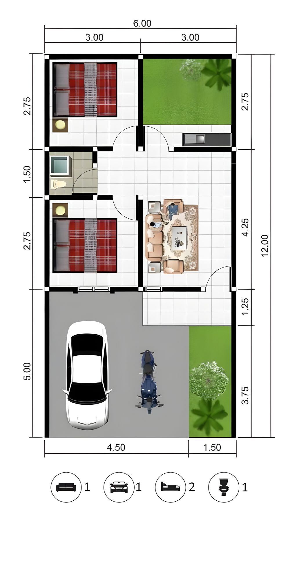 foto denah rumah tipe CENDRAWASIH perumahan GRAND KENCANA BEJI