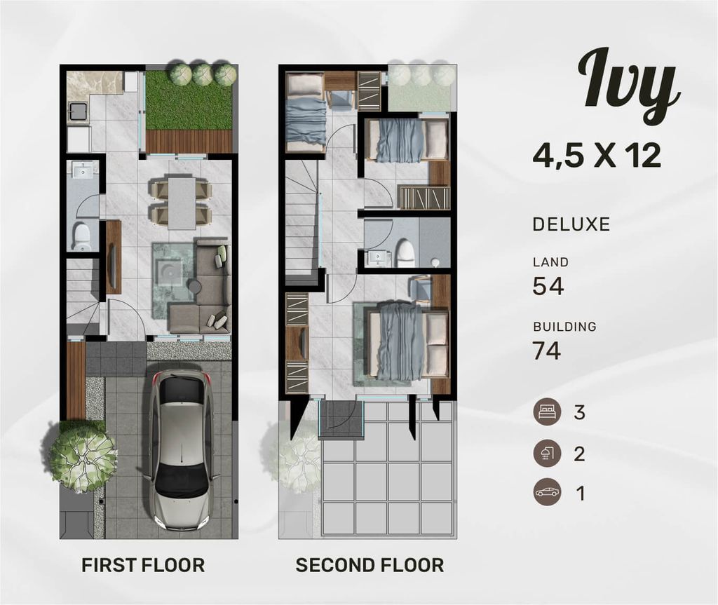 foto denah rumah tipe IVY DELUXE perumahan NORTHWEST HILL CITRALAND