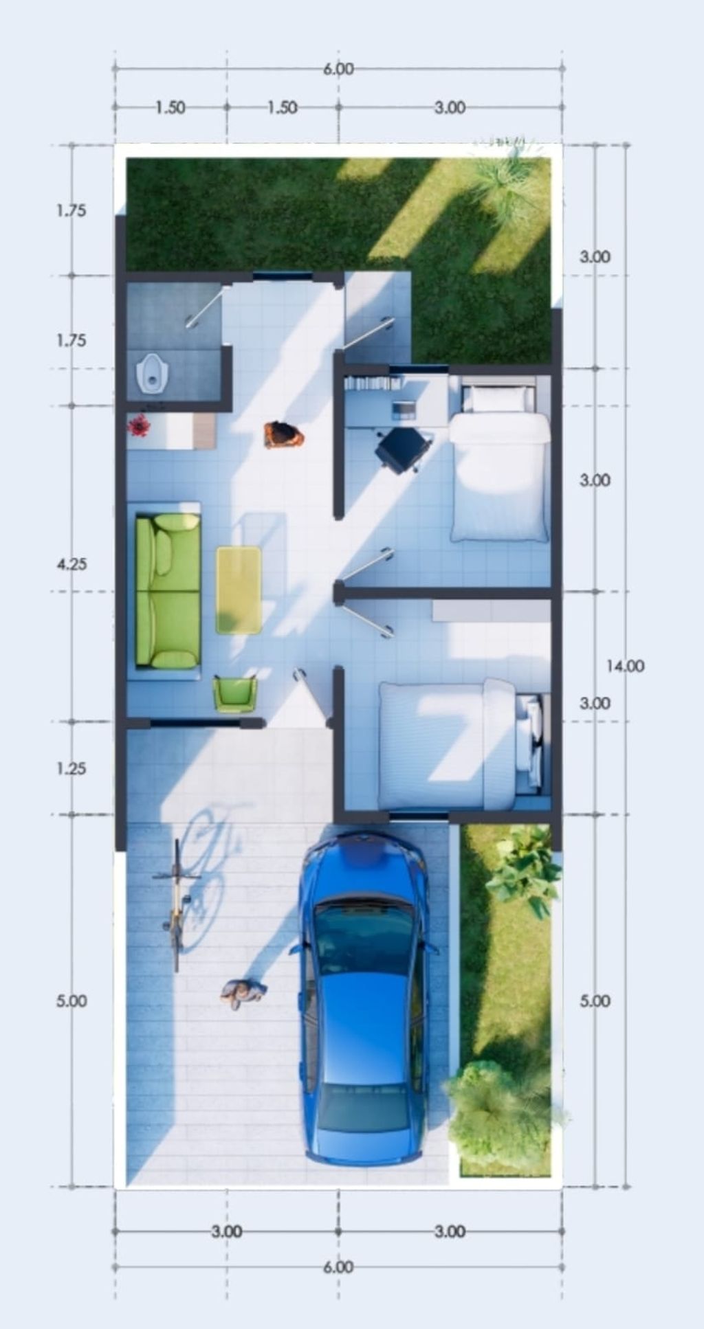 foto denah rumah tipe SUBSIDI 36/84 perumahan ROYAL GREEN LAND TAHAP 3