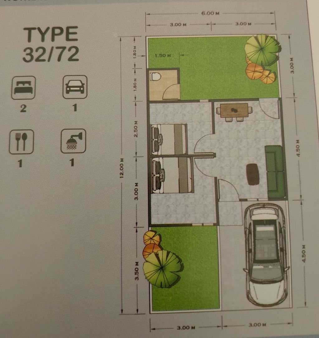 foto denah rumah tipe 32/72 perumahan GRIYA NADILA RESIDENCE TAHAP 2