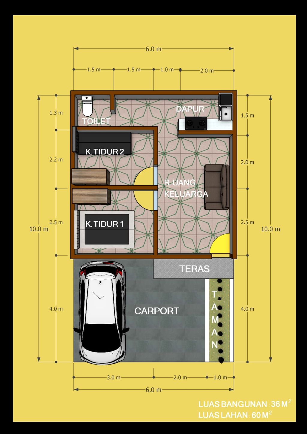 foto denah rumah tipe 36/60 perumahan Rizki Akbar Residence