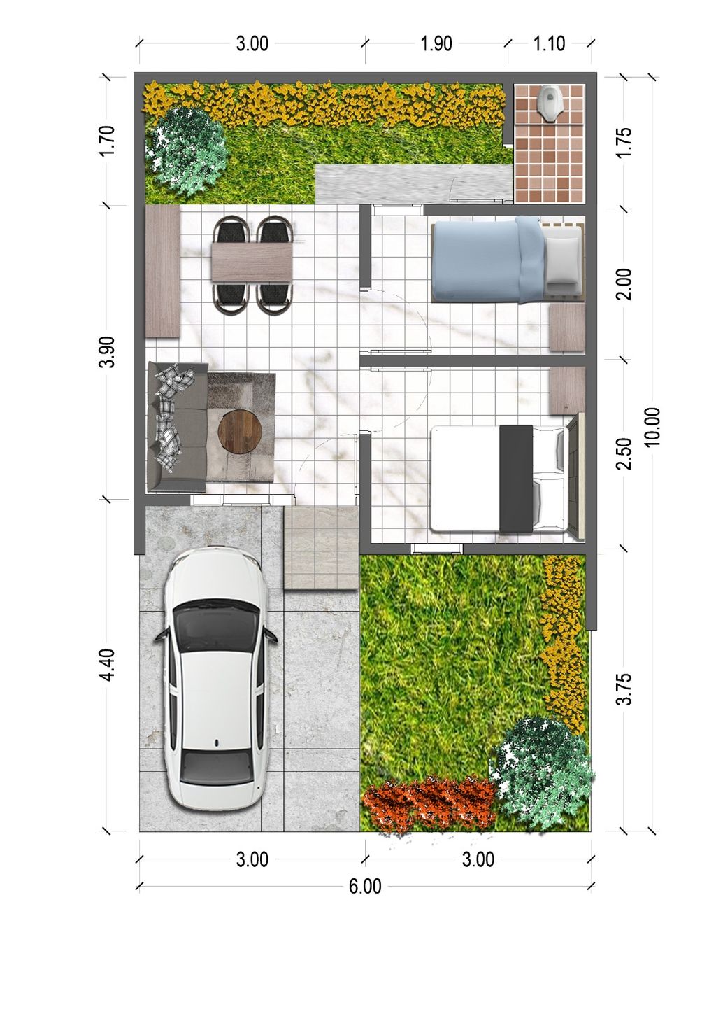 foto denah rumah tipe Cluster Lunaria Ext perumahan GRAN HARMONI CIBITUNG TAHAP 2