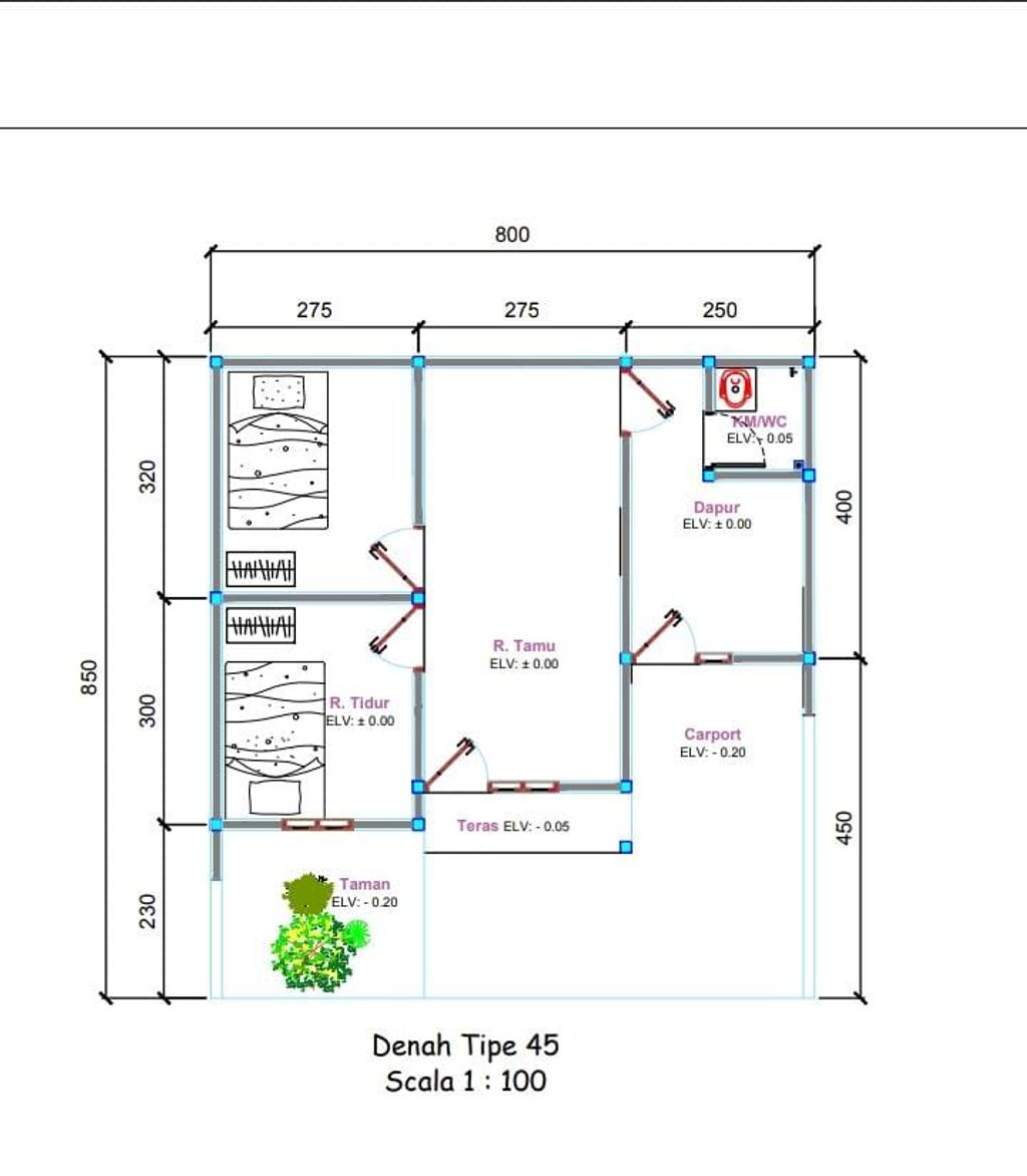 foto denah rumah tipe 45 perumahan BERKAH PRATAMA REGENCY