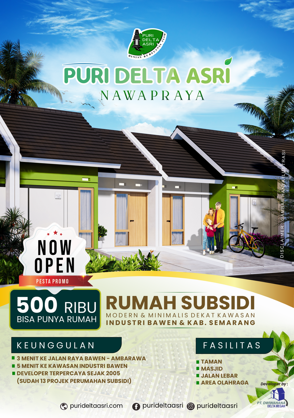 foto tampak rumah tipe 29/60 perumahan PURI DELTA ASRI 11 NAWAPRAYA