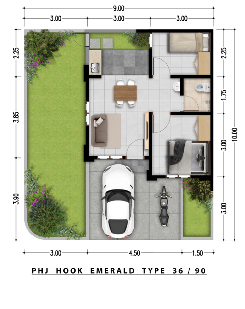 foto denah rumah tipe EMERALD 30/90 352.300.000 perumahan PURI HARMONI JONGGOL