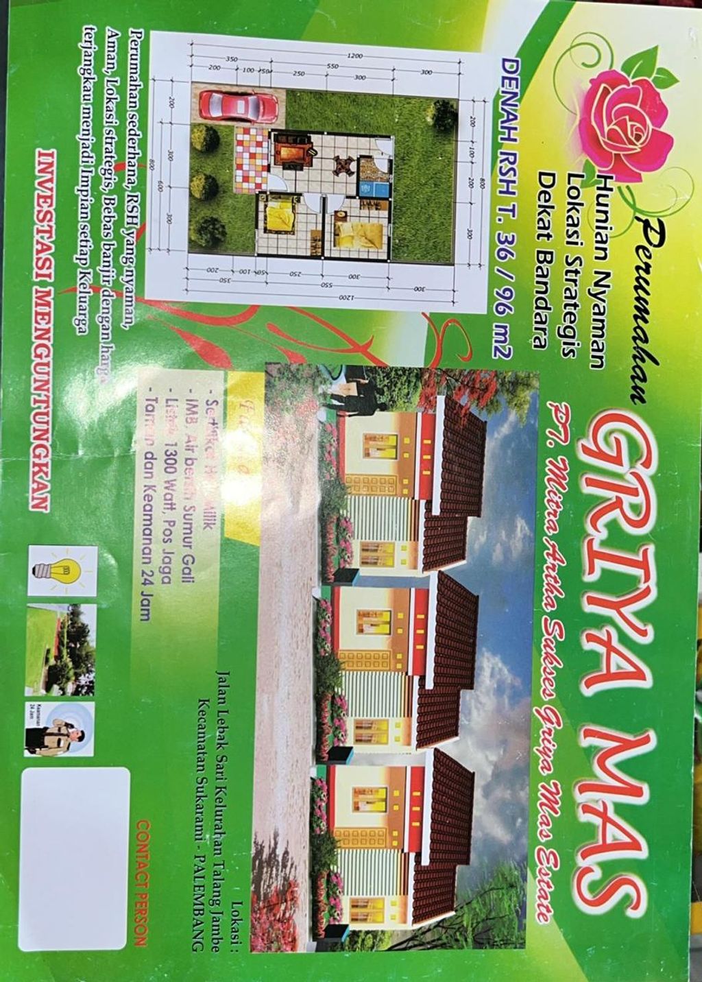 foto denah rumah tipe Subsidi 2025 perumahan GRIYA MAS