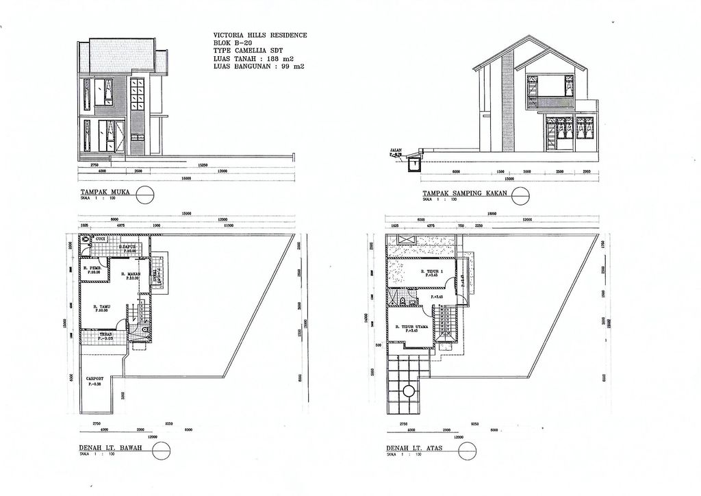 foto denah rumah tipe Camellia Sdt 99 perumahan Victoria Hills