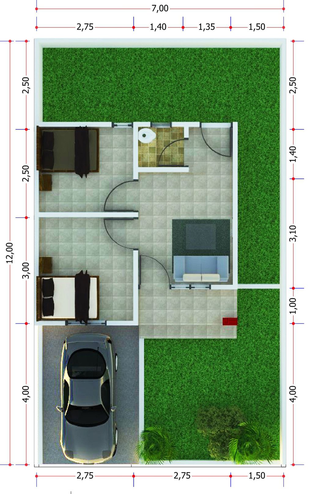 foto denah rumah tipe 30/80 New perumahan KEDATON RESIDENCE