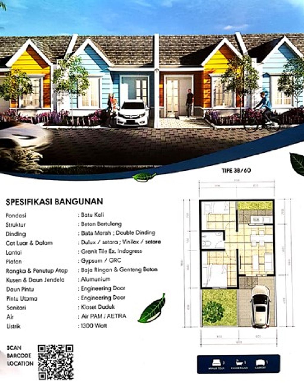 foto denah rumah tipe 38 ( 352 ) perumahan PURI PASUNDAN 1