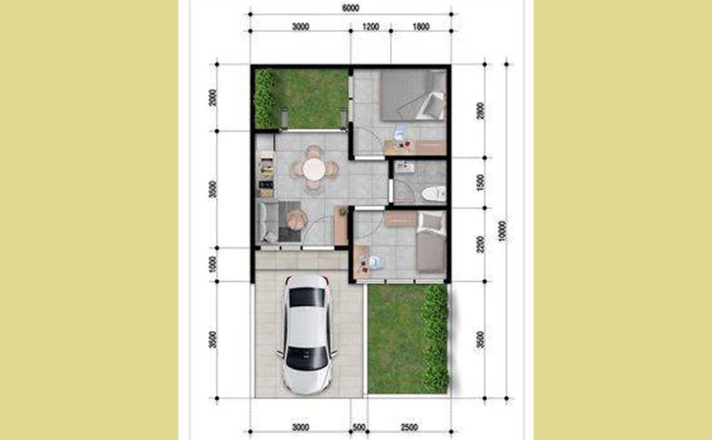 foto denah rumah tipe 36/128 perumahan TUALANG CUT RESIDENCE