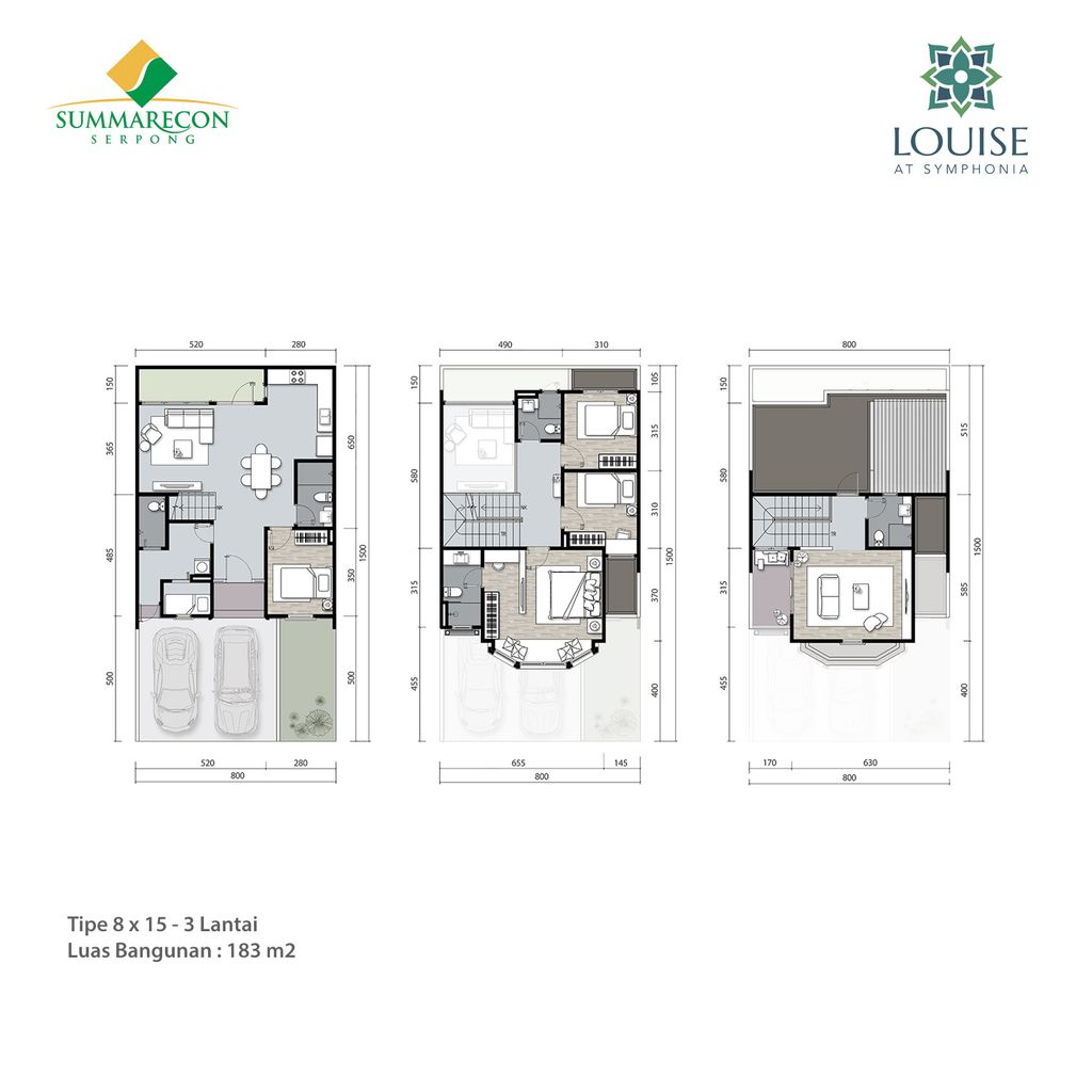 foto denah rumah tipe Louise 8 3 Lantai perumahan Cluster Louise