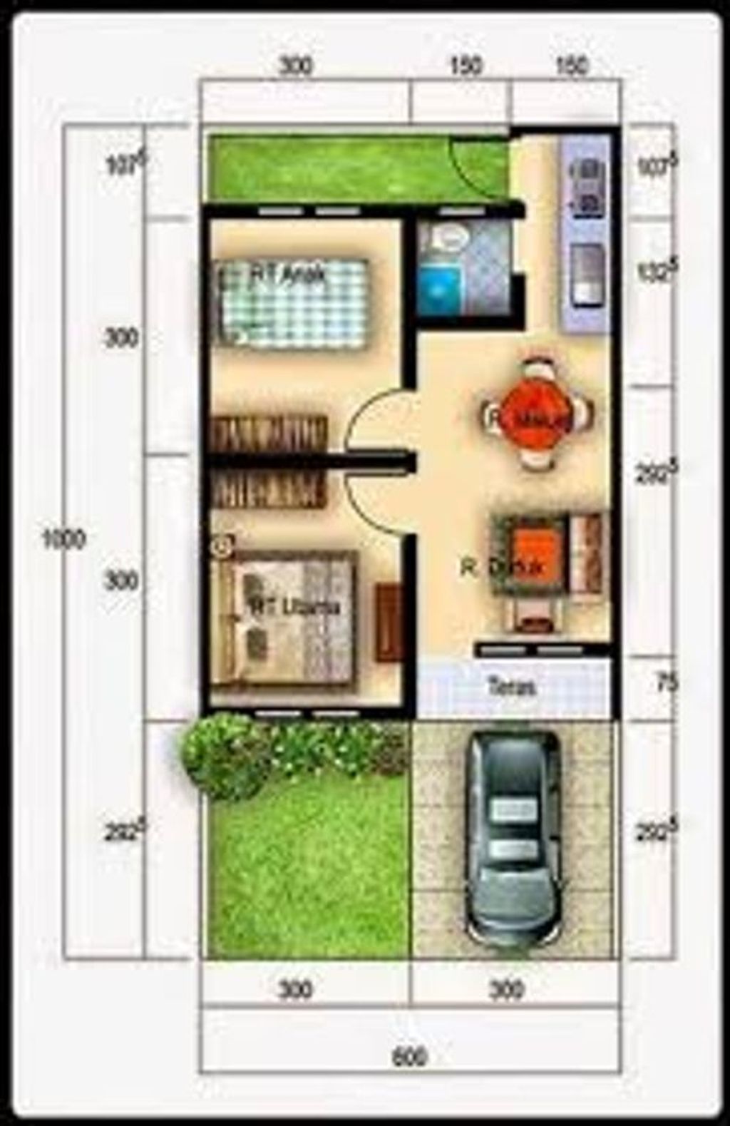 foto denah rumah tipe 30/70 perumahan DIVA SANDIKA II