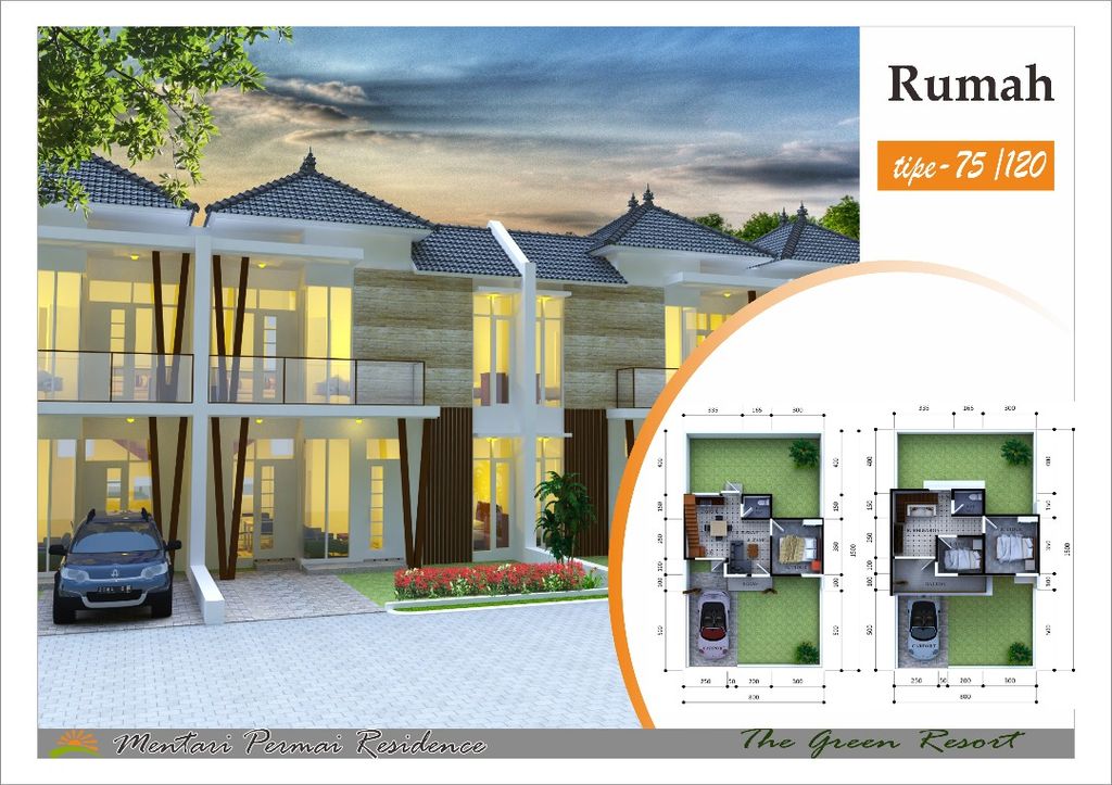 foto denah rumah tipe 75 perumahan Mentari Permai Residence