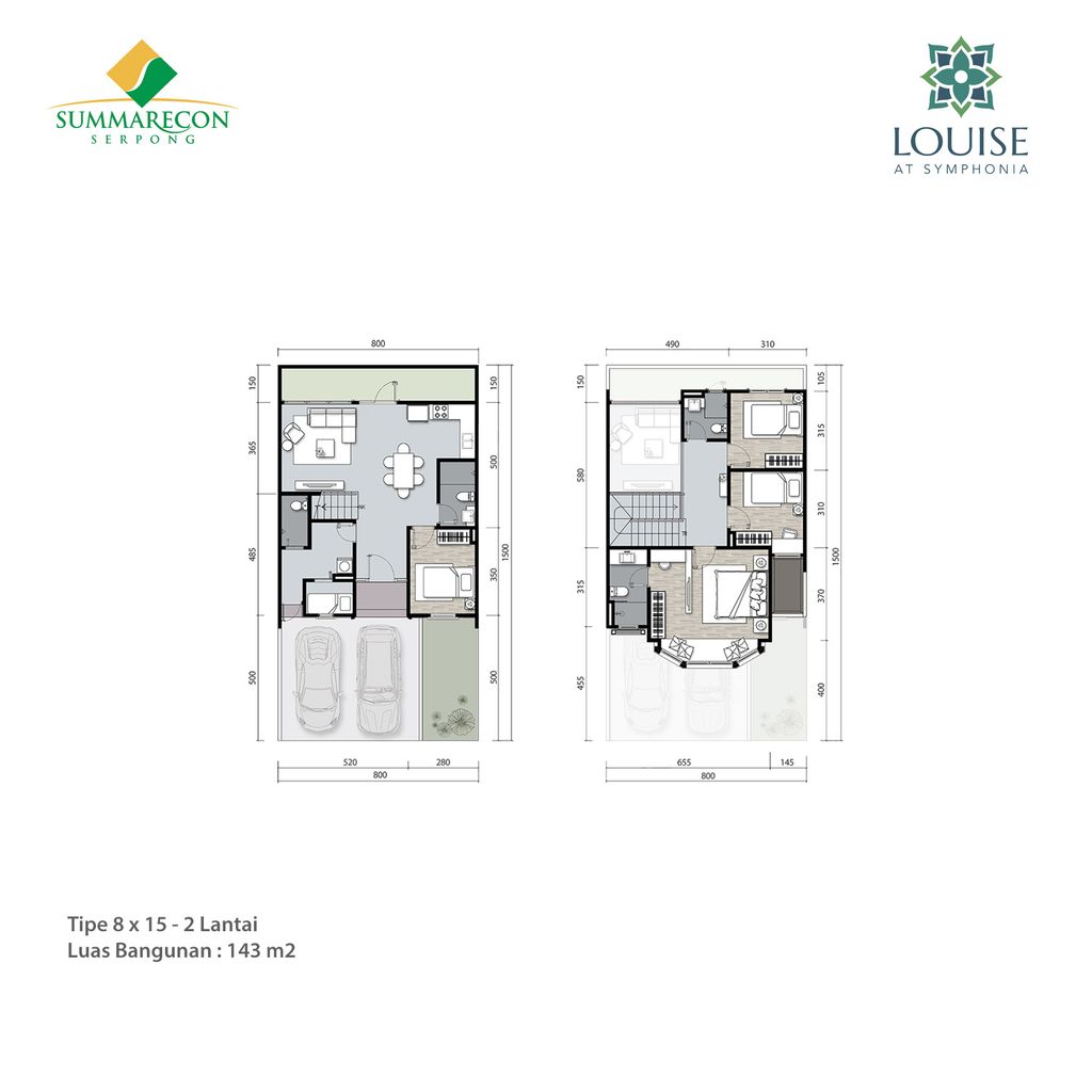 foto denah rumah tipe Louise 8 2 Lantai perumahan Cluster Louise