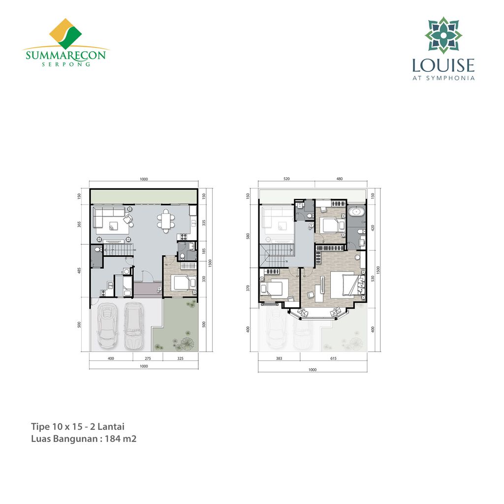 foto denah rumah tipe Louise 10 2 Lantai perumahan Cluster Louise