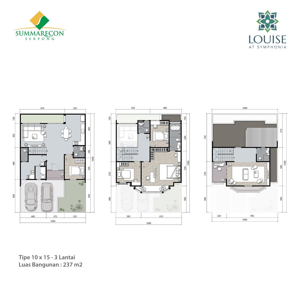 foto denah rumah tipe Louise 10 3 Lantai perumahan Cluster Louise