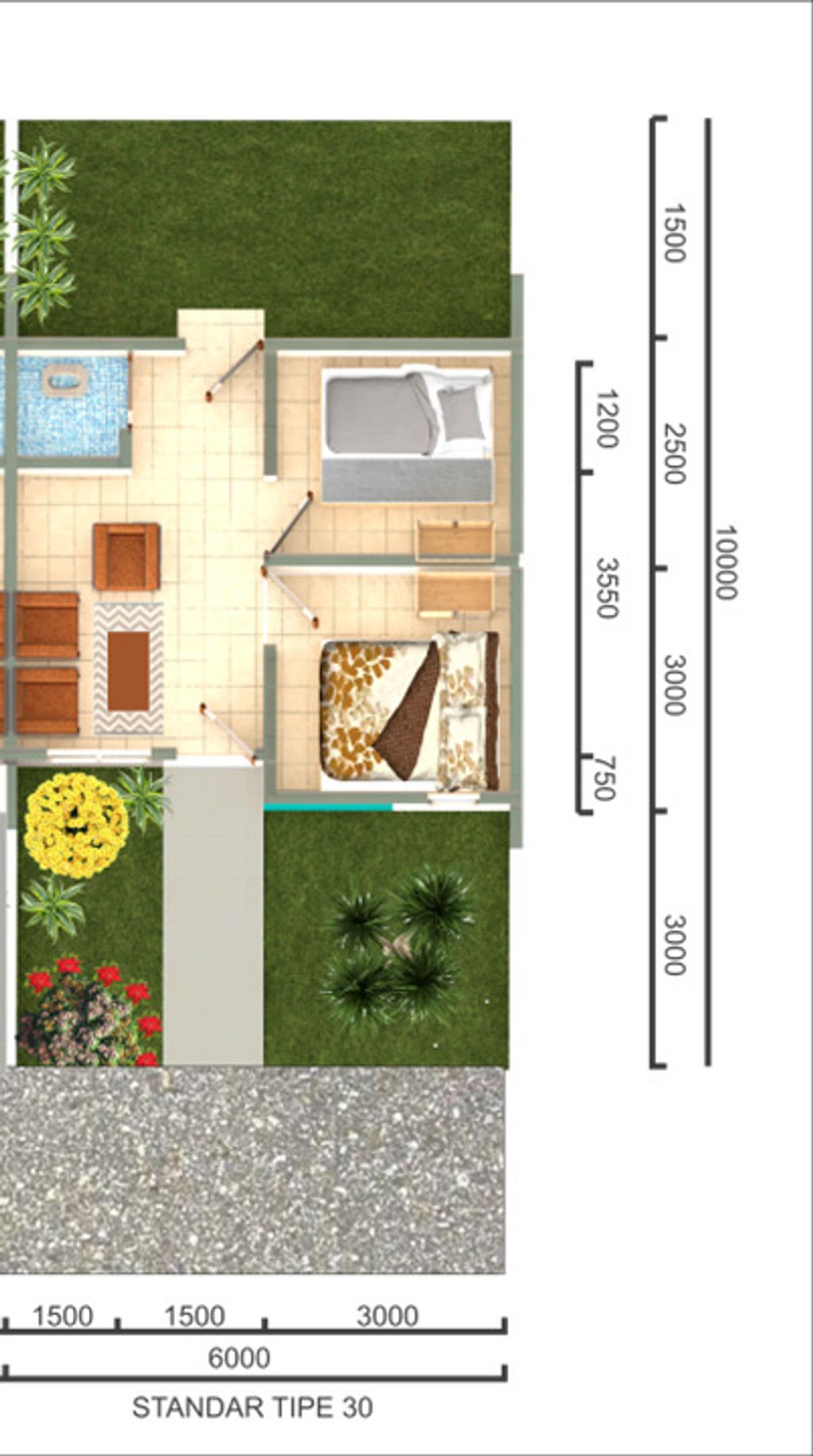foto denah rumah tipe 30/60 perumahan Fantasy Residence