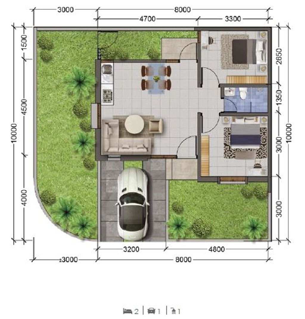 foto denah rumah tipe DANISHA 42/90 perumahan CLUSTER DANISHA ELORA JIVA