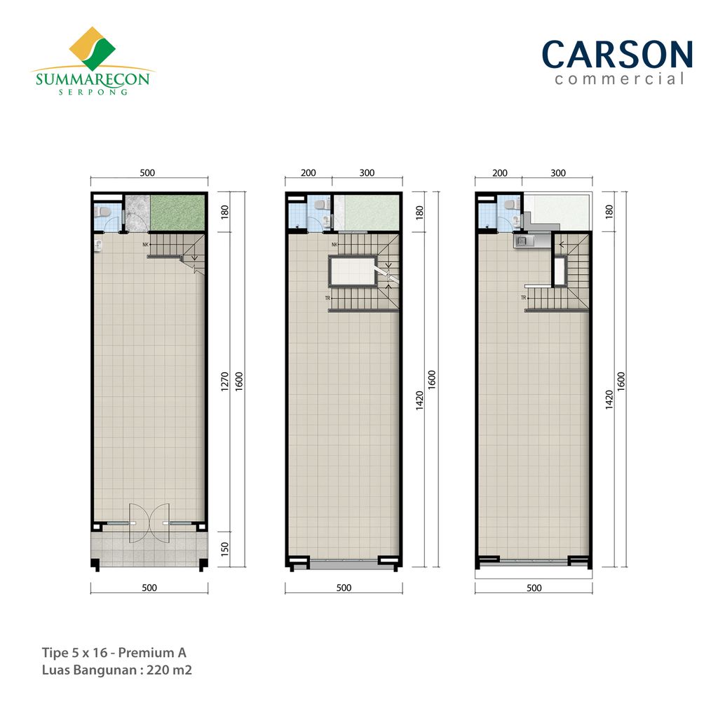 foto denah rumah tipe 5x16 Premium A perumahan Ruko Carson
