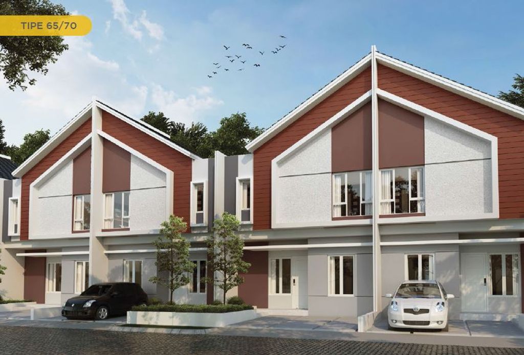 foto tampak rumah tipe DANISHA 65/70 perumahan CLUSTER DANISHA ELORA JIVA