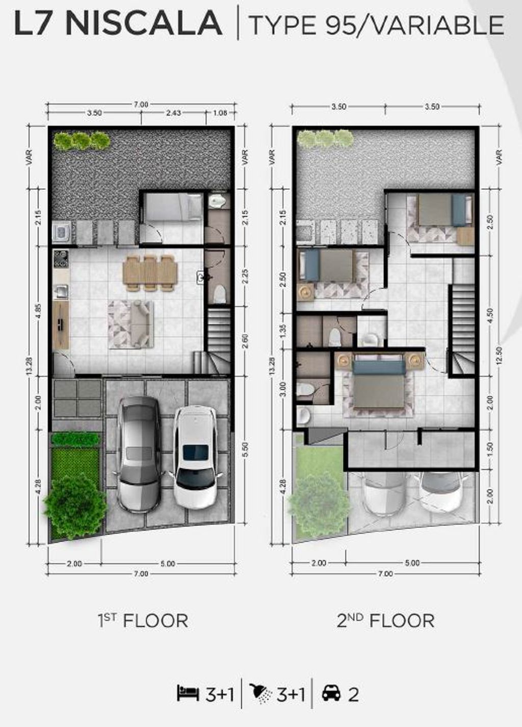 foto denah rumah tipe 95/90 perumahan CATHA REMPOA