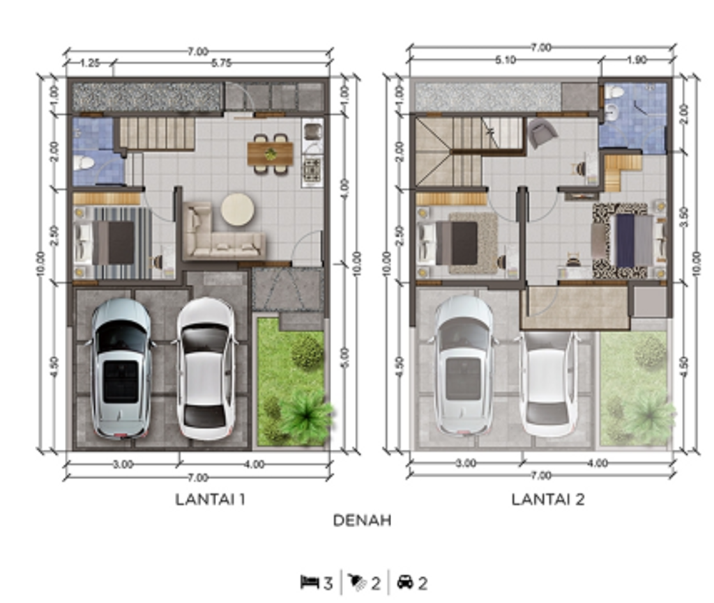 foto denah rumah tipe 65/77 perumahan CLUSTER DANISHA ELORA JIVA