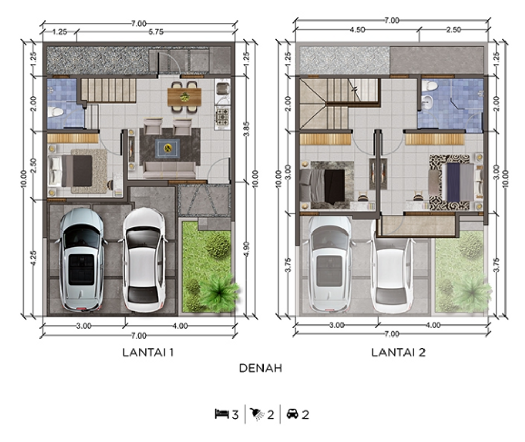 foto denah rumah tipe 65/70 perumahan CLUSTER DANISHA ELORA JIVA