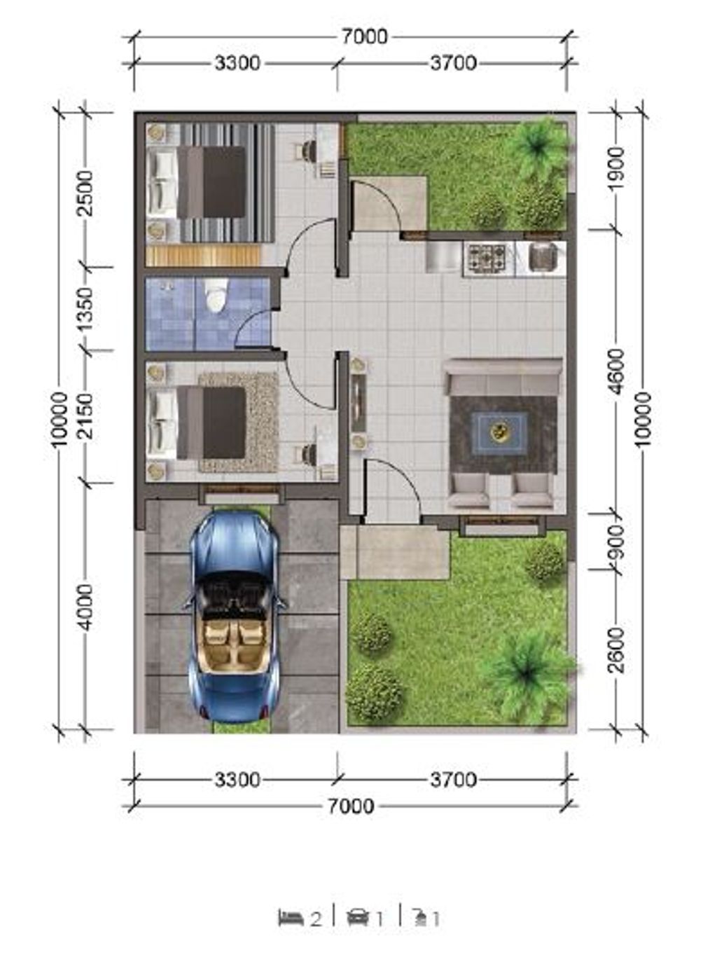 foto denah rumah tipe DANISHA 40/70 perumahan CLUSTER DANISHA ELORA JIVA