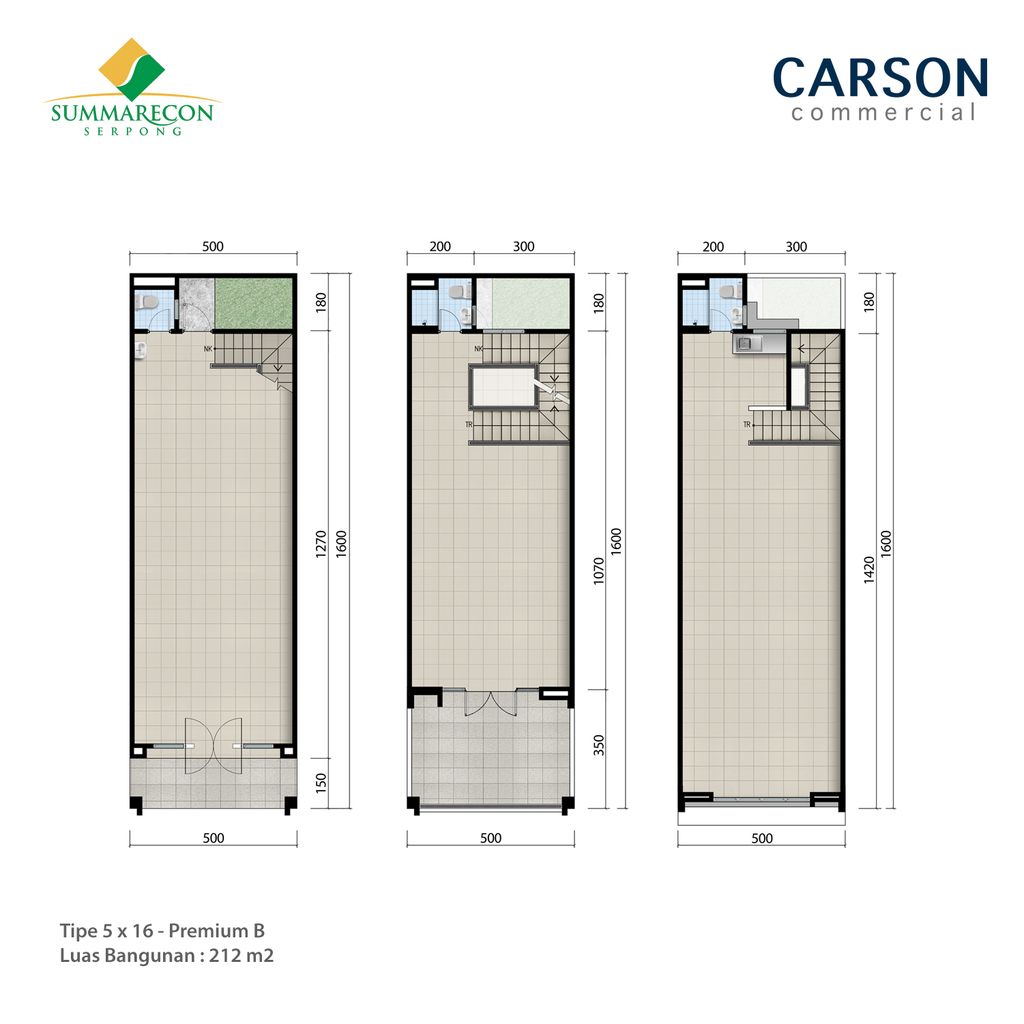 foto denah rumah tipe 5x16 Premium B perumahan Ruko Carson