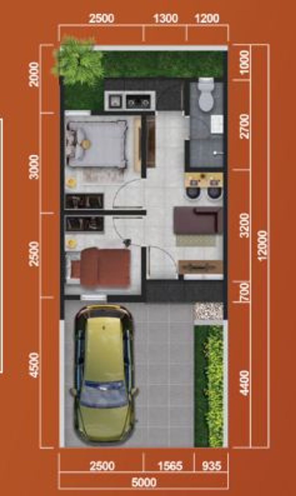 foto denah rumah tipe FOLKS 5 perumahan CLUSTER DAN RUKO FORTUNE FOLKS 2