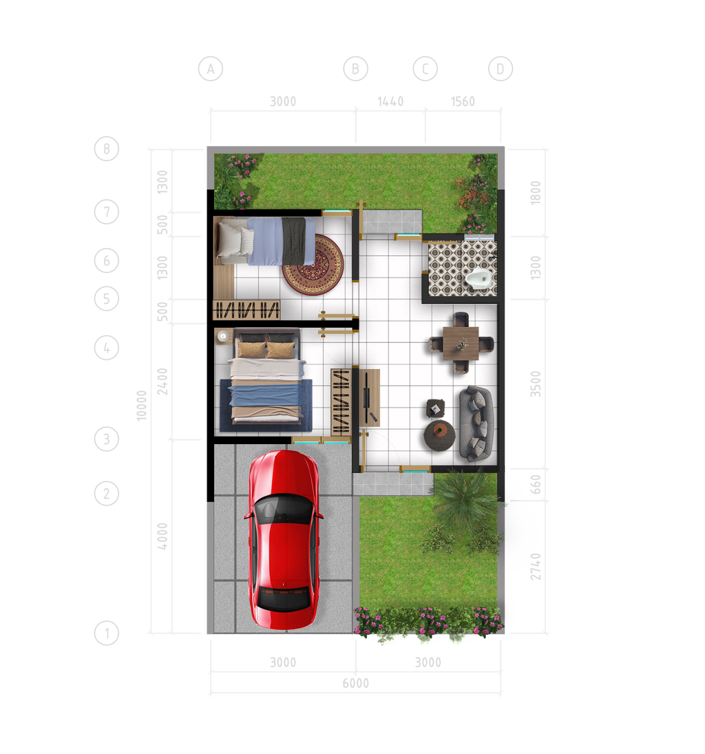 foto denah rumah tipe 30/60 perumahan VILLA PAMARAYAN