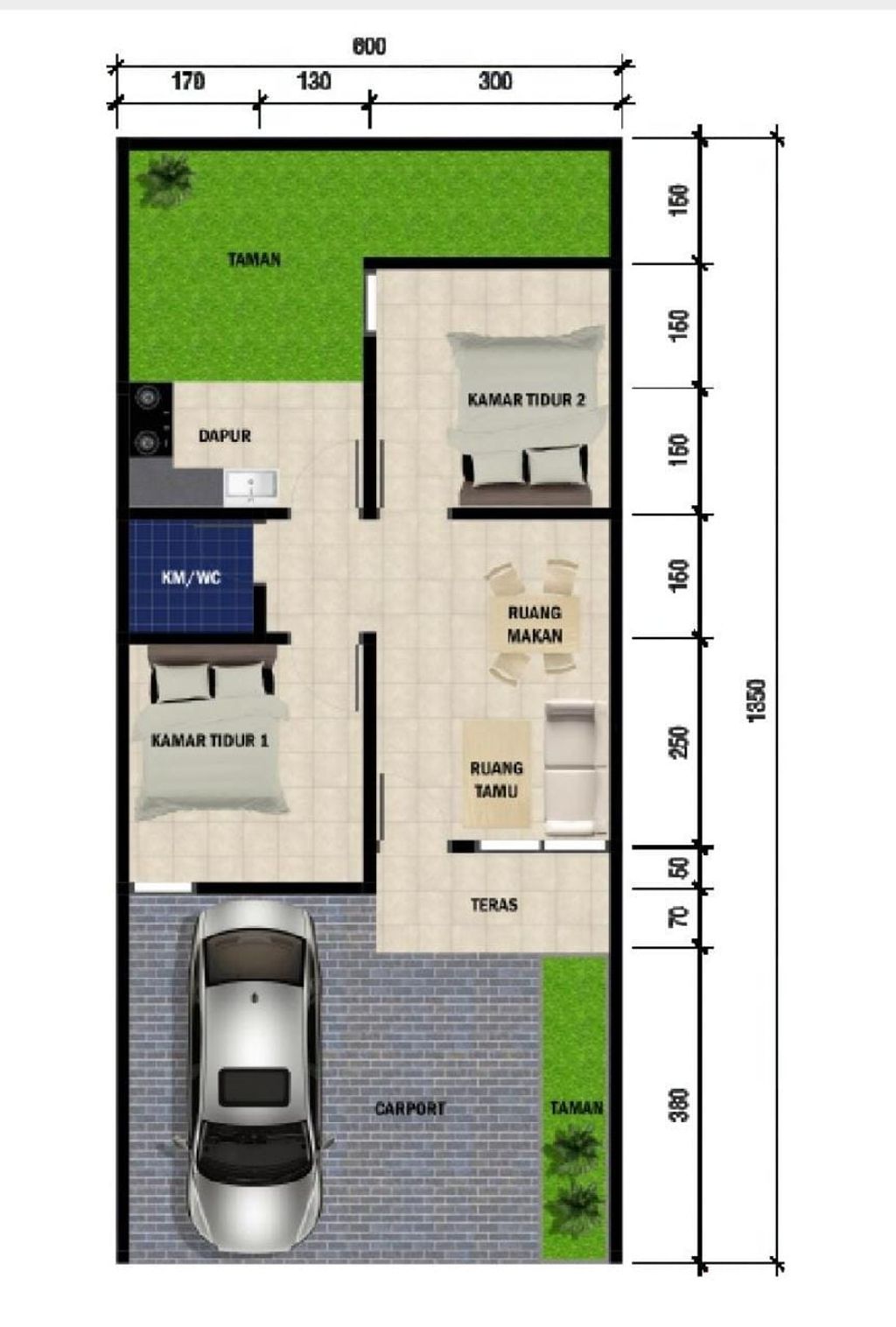 foto denah rumah tipe MURIA A perumahan BHUMI MURIA ALAYA