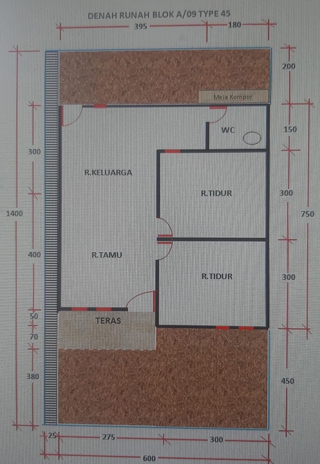 foto denah rumah tipe 45 perumahan SETIA MANDIRI