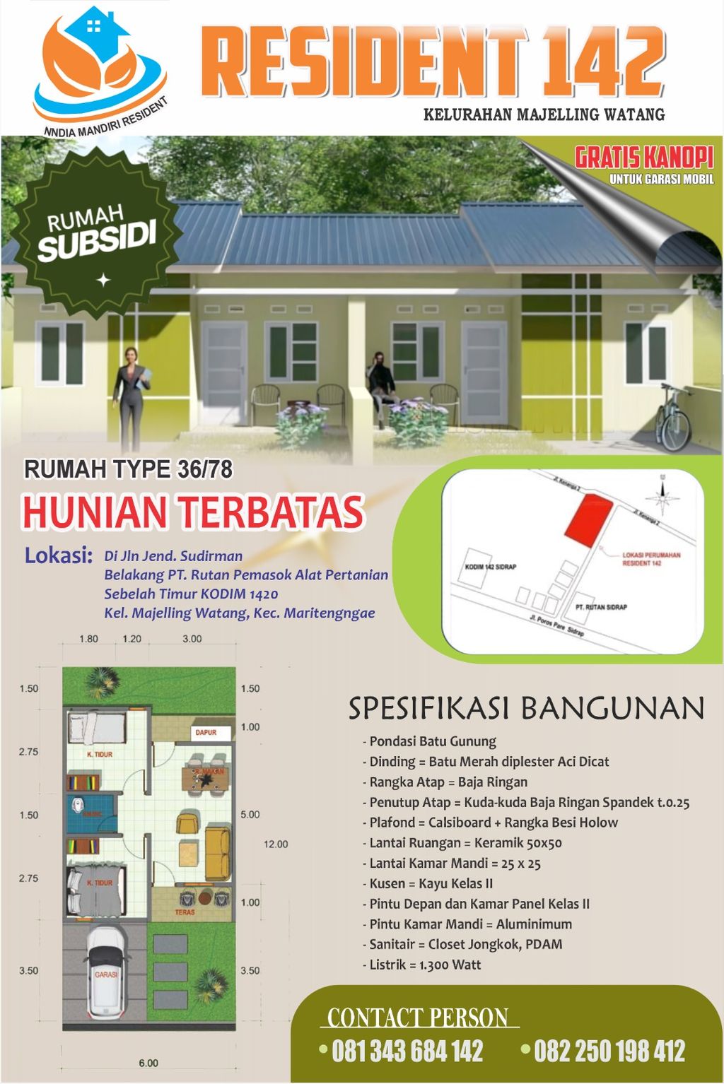 foto tampak rumah tipe 36 perumahan RESIDENT 142