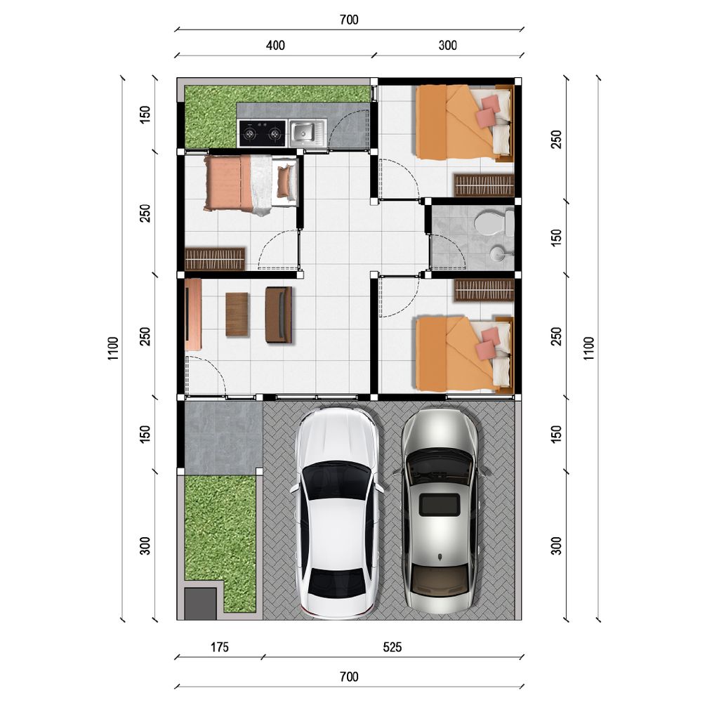 foto denah rumah tipe Blok B-27 Galan Cluster Kensington perumahan The Anvaya Juanda