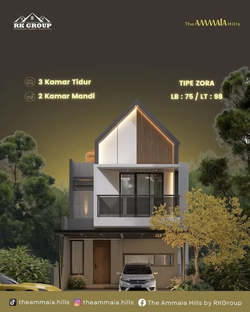 foto tampak rumah tipe ZORA perumahan THE AMMAIA HILLS