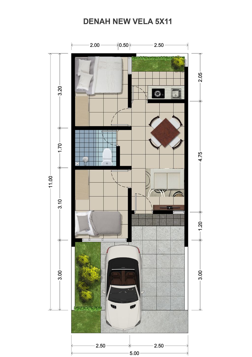 foto denah rumah tipe NEW VELA perumahan SWP RESIDENCE 2
